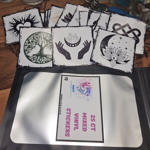 25 CT Mixed Vinyl Stickers Handmade